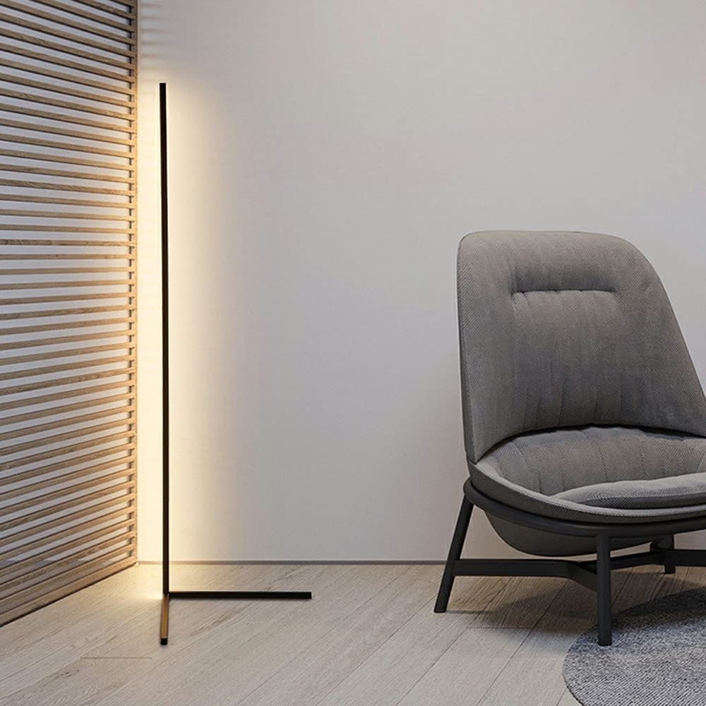 Lámpara de pie de sofá LED regulable de metal y acrílico para salón
