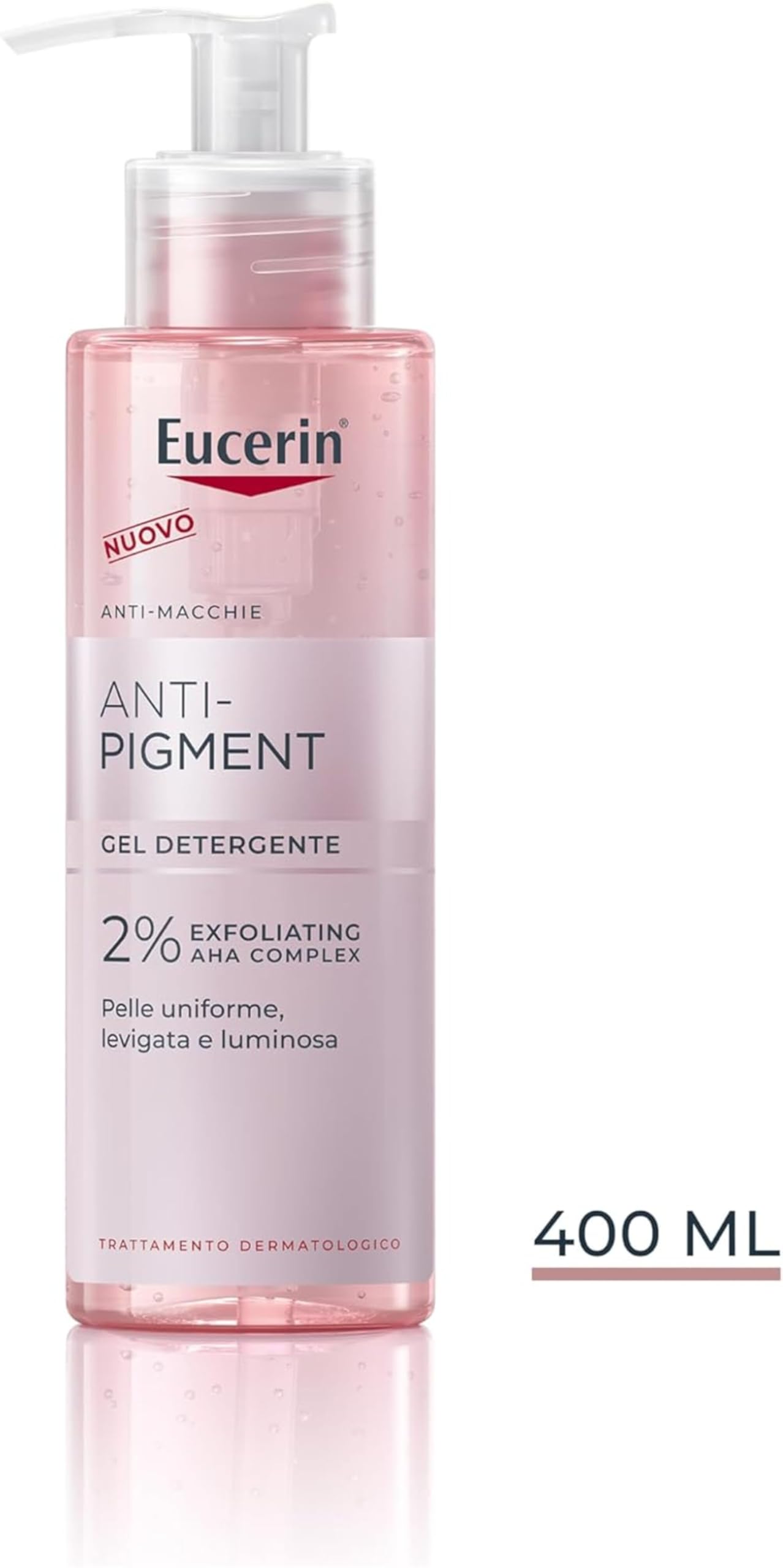 Eucerin Anti-Pigment Gel Detergente Viso 200 ml, Detergente schiumogeno antimacchie con 2% complesso esfoliante viso AHA, Acido Glicolico e Acido Lattico, Cleanser per tutti i tipi di pelle