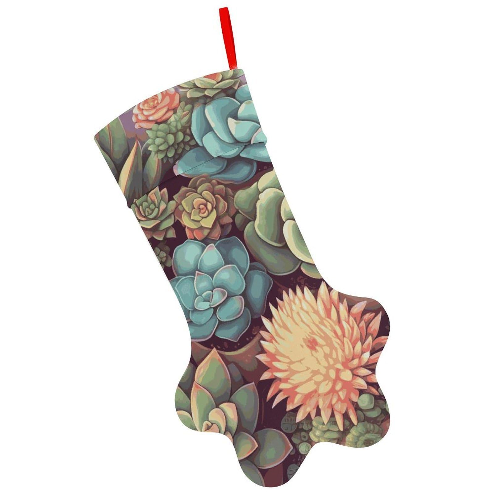 Cute Succulents Christmas Stocking Soft Comfortable Christma Sornaments Stocking Cute All-Printed Dog-Paw Stockings for Xmas Eve Party Fireplace Tree Gift Decoration