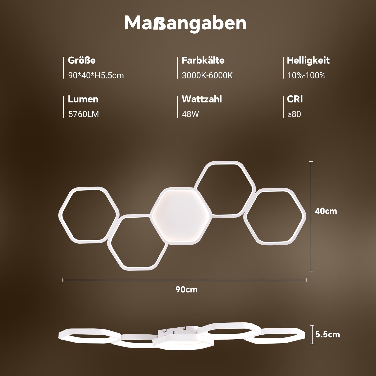 Yuanfenghua Plafoniera a LED, lampada da soffitto dimmerabile con telecomando cambio colore, lampada da soggiorno camera da letto illuminazione moderna a soffitto lampadario, 90cm