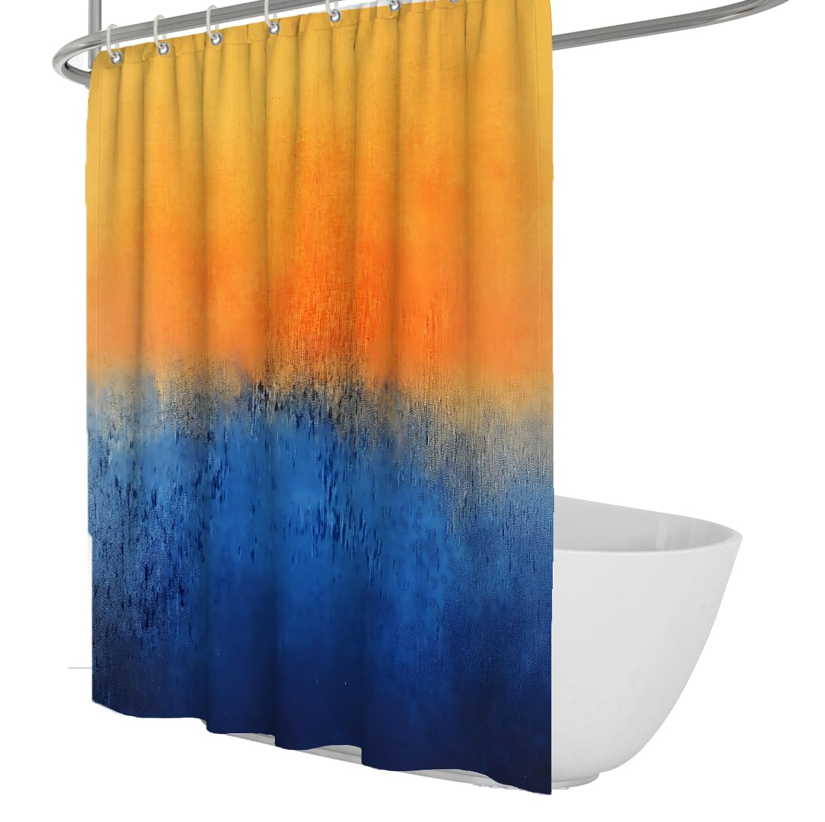 OLLIAR Home Gradient Color Art Shower Curtain for Bathroom Color Block Waterproof Bath Curtains Orange Blue Shower Curtains with Hooks for Bathtubs Toilet Decor 180x180cm