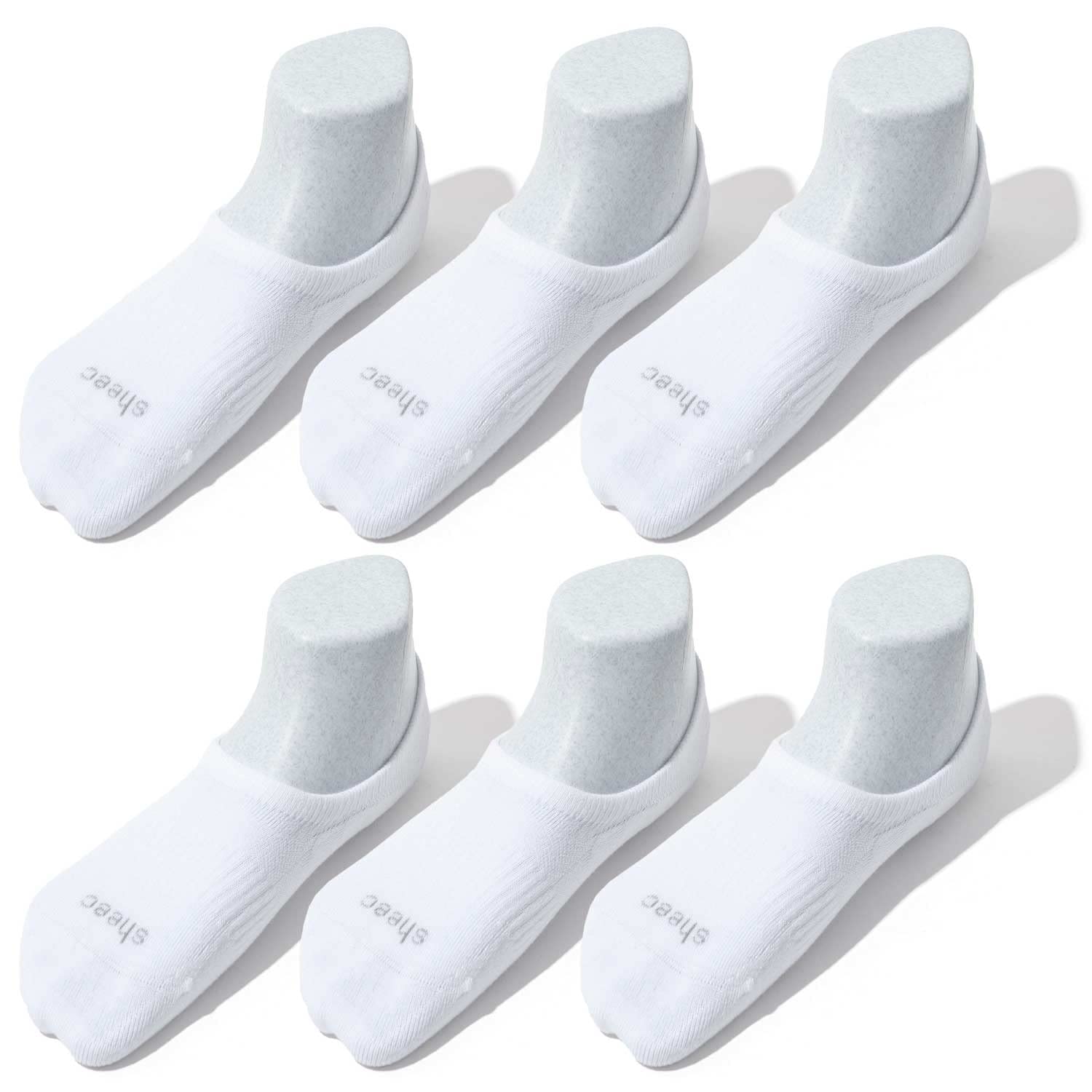 SHEEC No Show Active Socks for Women – High Cut Liner for Sneakers and Boat Shoes – Non-Slip Invisible with Snug Fit – Thin, Breathable, Durable Design White - Small 6 Pairs N.V