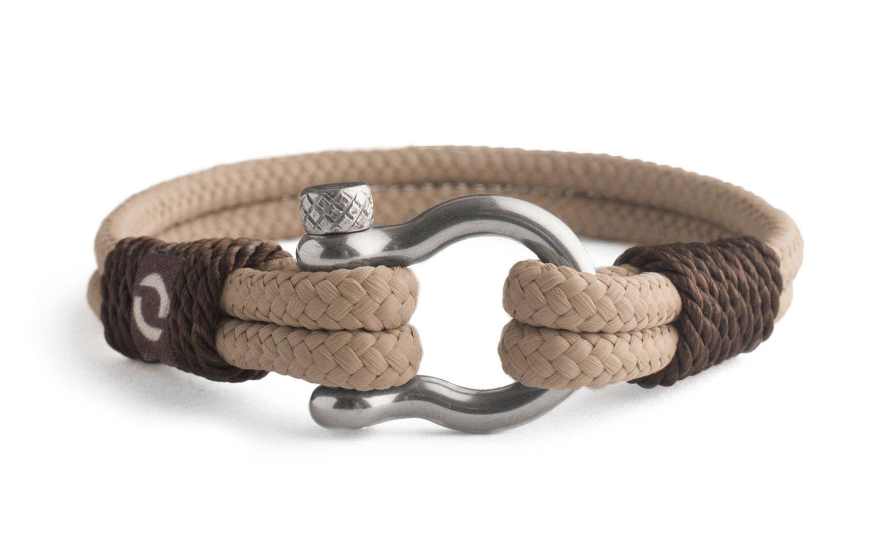 Mens Rope Bracelet - Stainless Steel Silver Shackle, Extremely Durable and Scratch Resistant Waterproof Paracord, Handmade, Nautical Wristband for Men