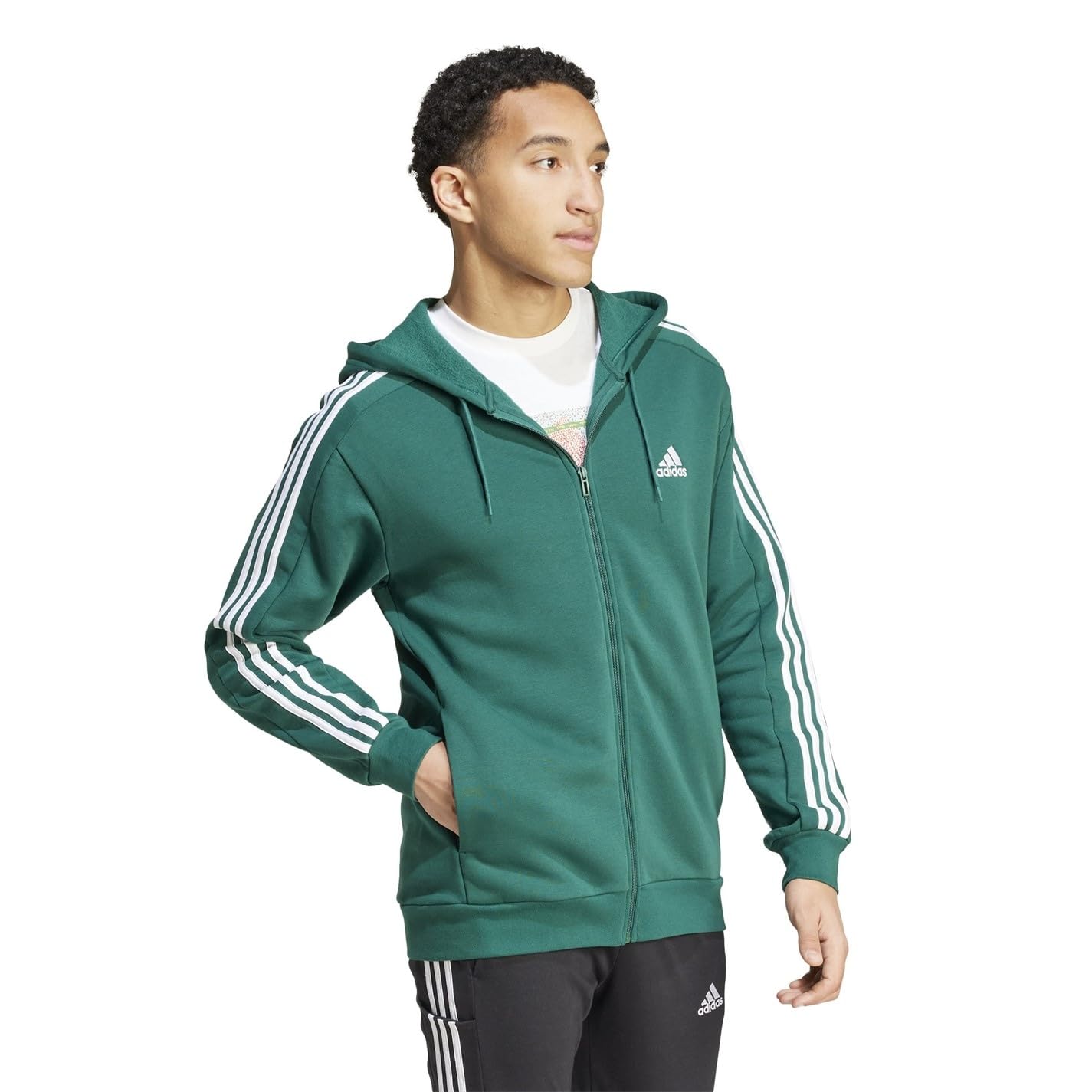 Adidas Essentials Fleece 3-Stripes Full-Zip Hoodie Hoodie con Zip Uomo