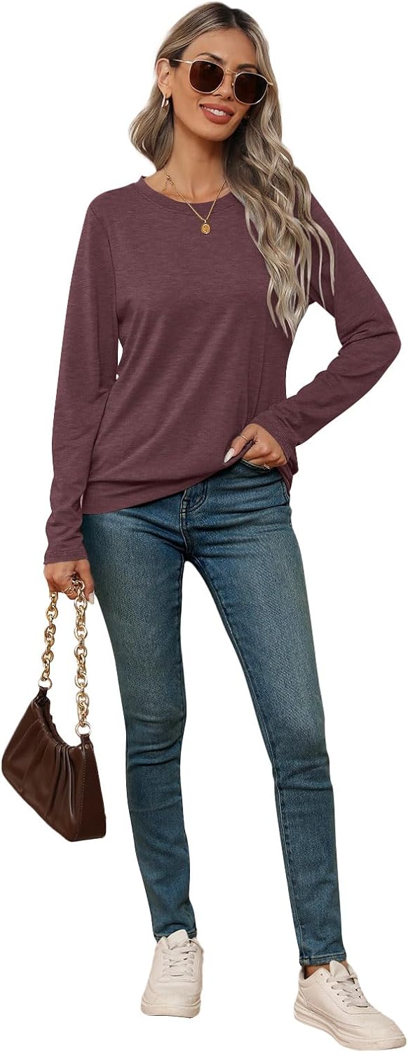 Womens Long Sleeve Shirts Casual Banded Hem Tops Basic Tees Spring Outfits Clothes 2026 - Image 5