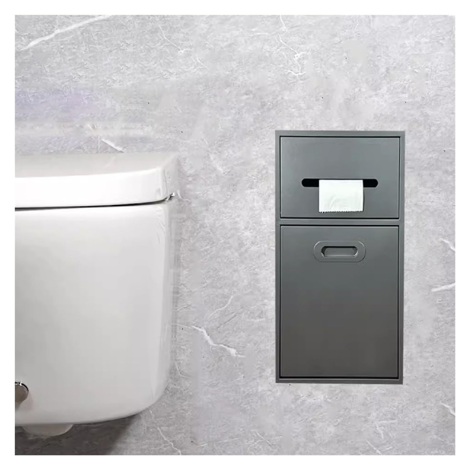 QUSYZD Stainless Steel Shower Niche - Waterproof Recessed Bathroom Storage for Shampoo & Toiletries, Black Toilet Paper Holder, Space-Saving Organizer - Stylish &,Gray-50x20x14cm