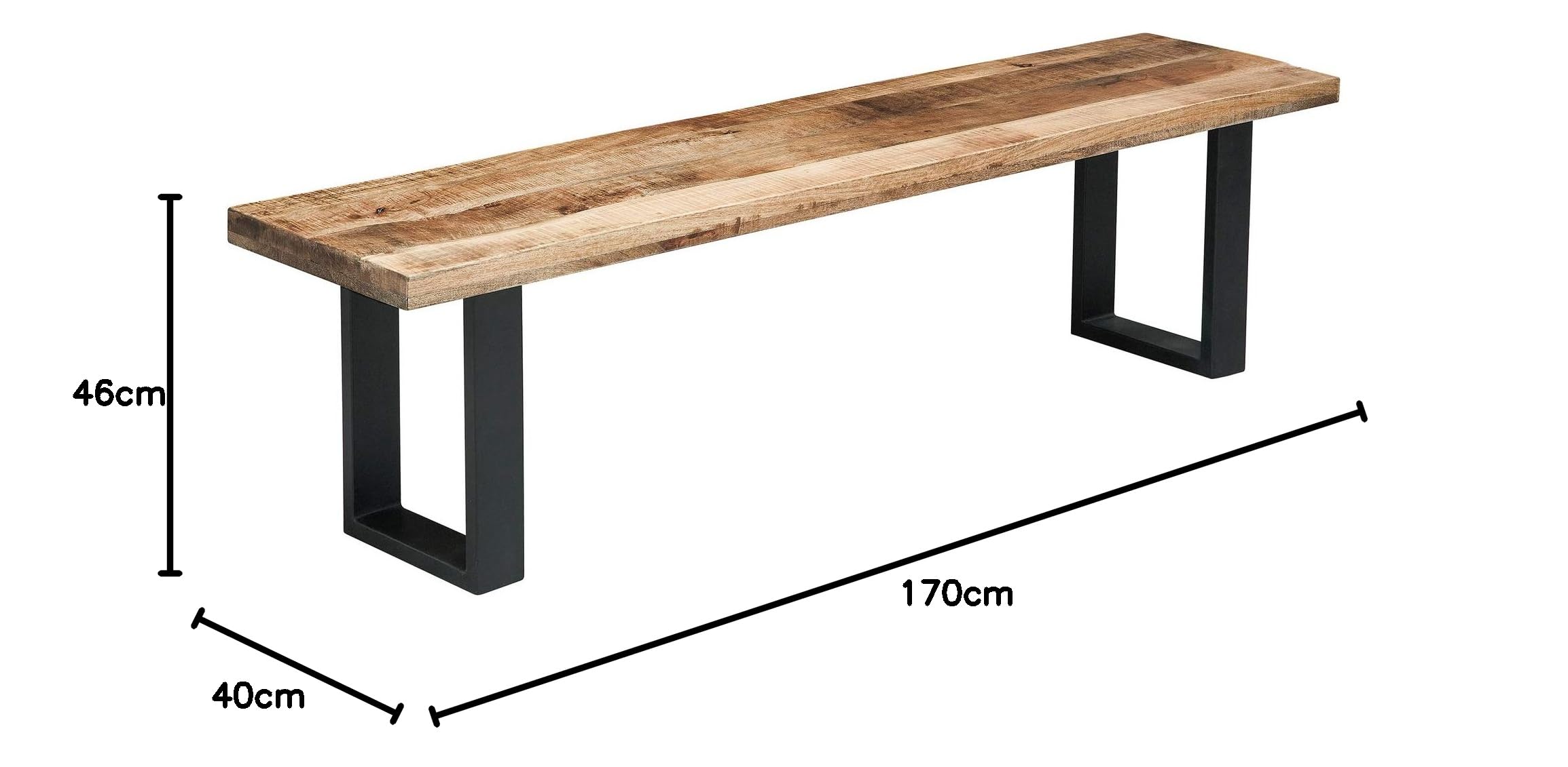 Riess Ambiente Design Sitzbank Iron Craft 170cm Mangoholz Eisen Industrial Design Küchenbank Holzbank Bank