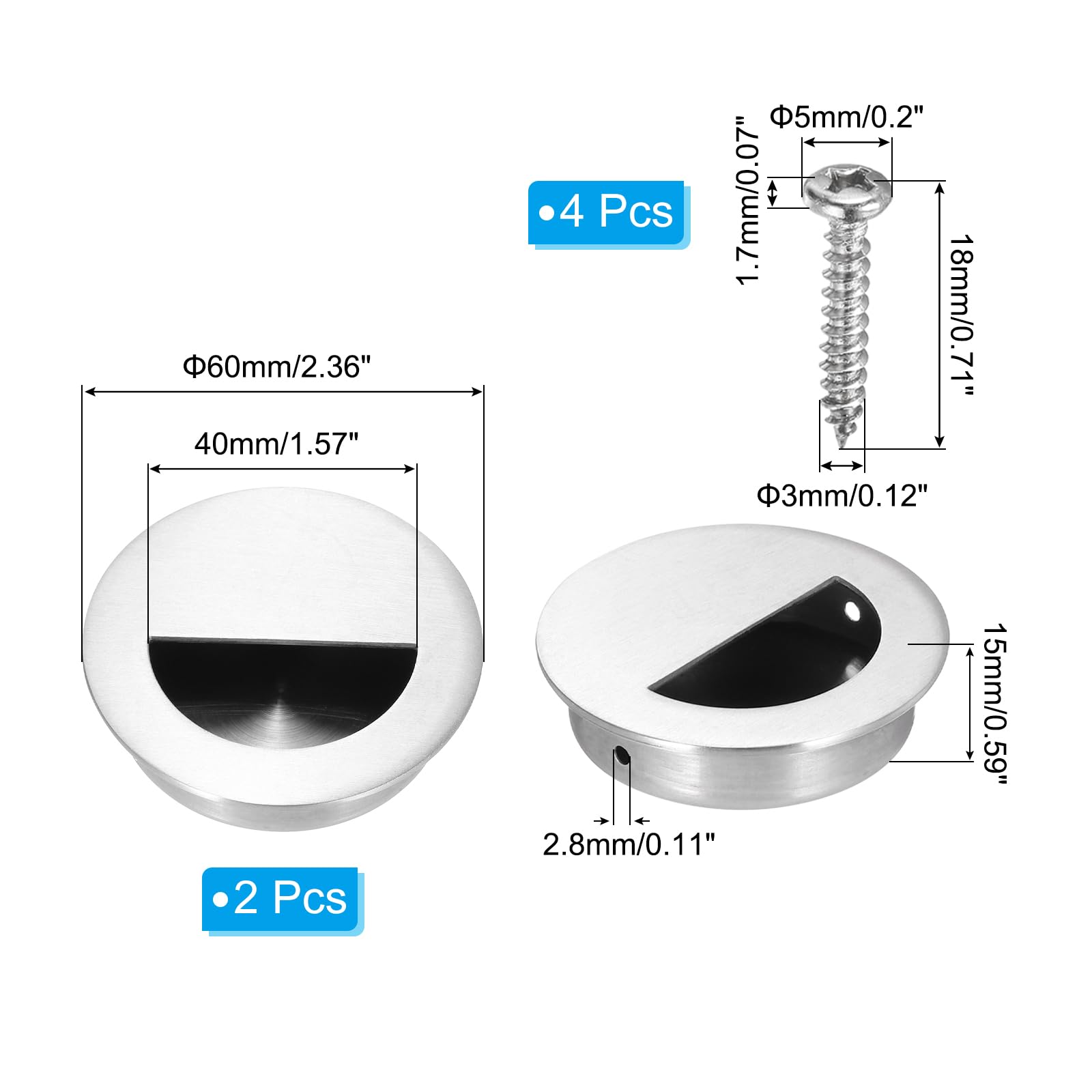 PATIKIL Recessed Door Handles 60mm/2.36" Dia - Image 2