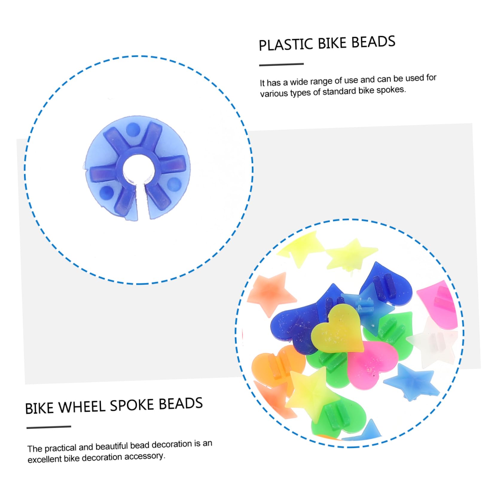 OSOLADY 108pcs Bike Wheel Spoke Beads Easy Clip Plastic Decorations for Bicycles Heart and Shapes for Bikes