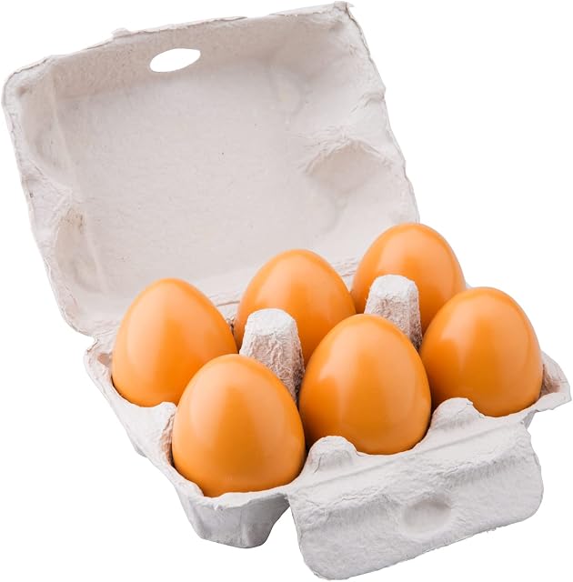 New Classic Toys 10596 Pretend Play Kids Six Wooden Eggs Cooking Simulation Educational Perception Toy for Preschool Age Toddlers Boys Girls, Multi Color, 6