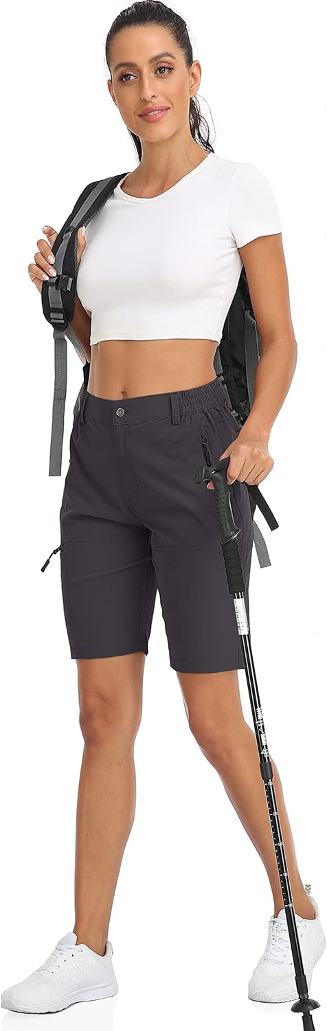Women's 8" 10" Hiking Shorts Quick Dry Lightweight Golf Long Cargo Shorts Casual with Pockets for Travel Outdoor