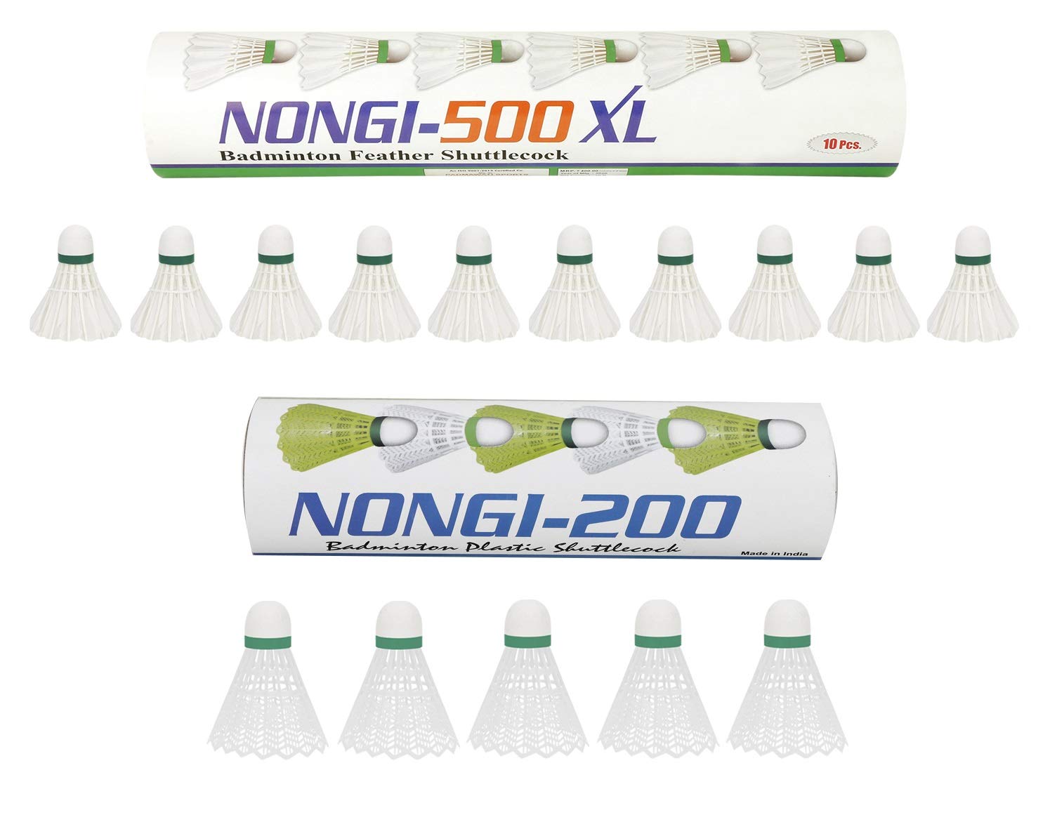 Nongi Combo Pack of 10 500XL(10 White Feather), 200(5 White Plastic) for Outdoor Indoor Sports (B08FCD422M) Amazon Price History, Amazon Price Tracker