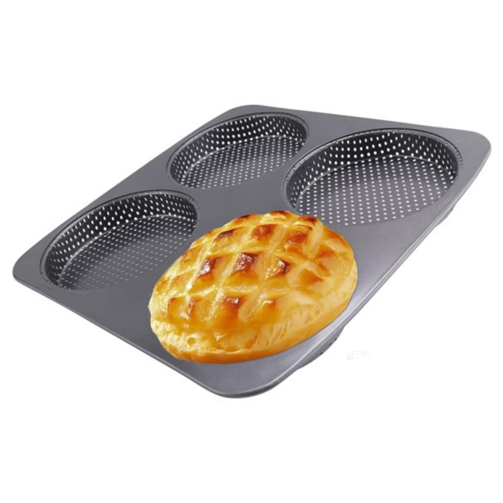 Awaovv As Shown 4 Cavity Hamburger Bun Mould, Non-Stick Carbon Steel Hamburger Baking Pan, Large Bread Baking Tray Mold, Hamburger Bun Pan, Egg Muffin Baking Pan For Homemade Burgers, Bread, Rolls, Tartlets