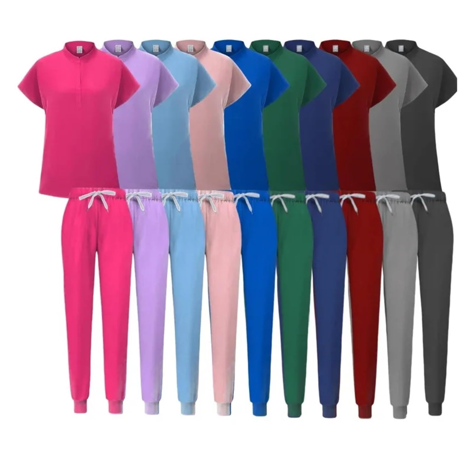 Uniformi Donna Scrub Set Infermiera Accessori infermieristici Salone di Bellezza Spa Abiti da Lavoro Tuta chirurgica Laboratorio Ospedale(Gray,XXL)