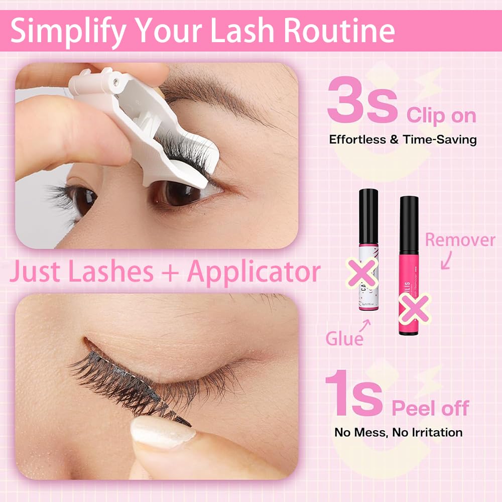 Magnetic Eyelashes With Applicator, 1pair Reusable Magnetic Lashes, No Glue Needed Eye Lashes For Women, Magnetic Eyelashes Natural Look, False Eyelashes Easy To Wear & Remove - Image 3 thumbnail