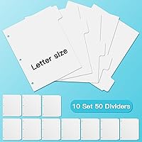 Vista 33 de Separadores de carpetas de 3 anillos con 5 pestañas para tamaño carta, corte de 1/5, 3 agujeros perforados, separadores de plástico para escribir