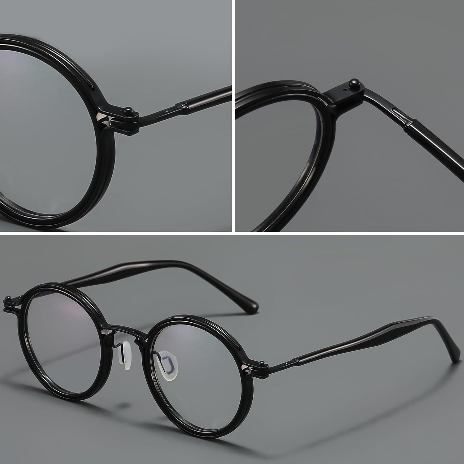 JOLLYNOVA Tate Retro Titanium Acetate Prescription Glasses Frame,Luxury Round Eyeglasses with Blue Light Lenses 48-24-148mm - Image 3