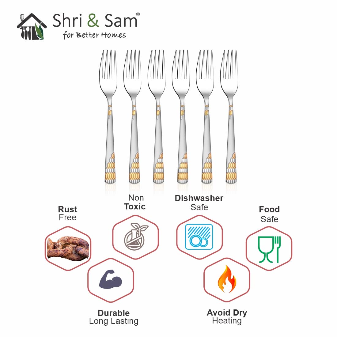 Shri & Sam Stainless Steel Lavish Tea Fork,6 Pieces 3