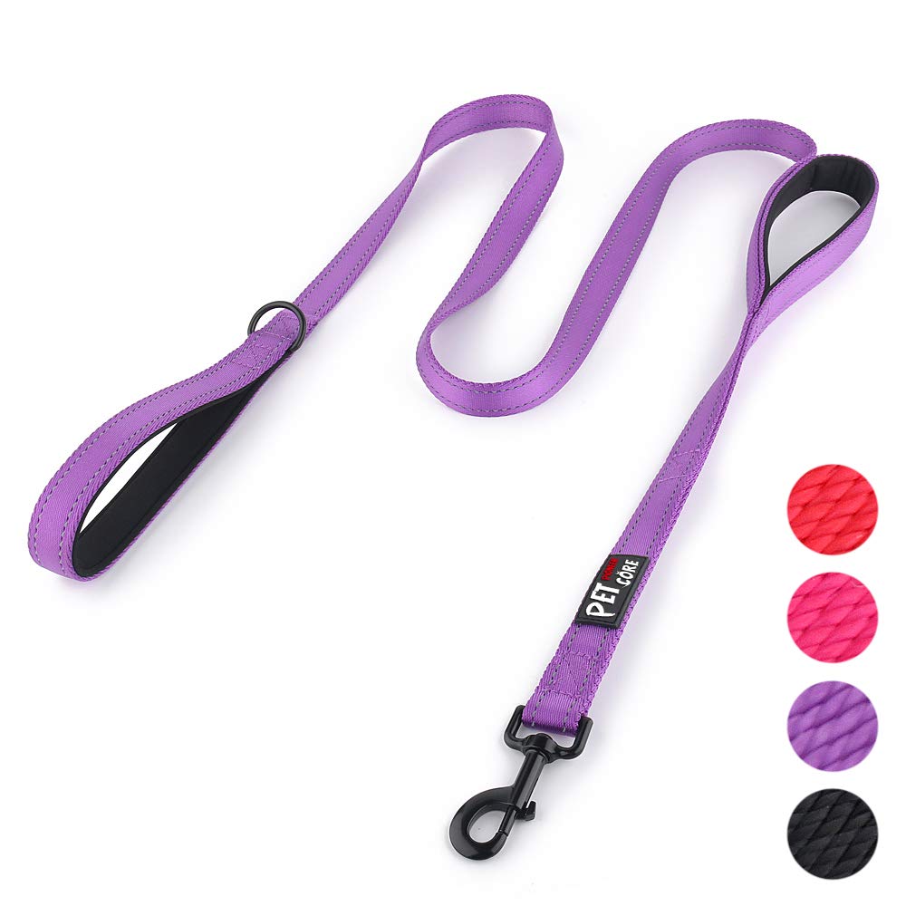 Pioneer Petcore Dog Lead 6ft Long,Traffic Padded Two Handle,Heavy Duty,Reflective Double Handles Lead for Control Safety Training,Leads for Large Dogs or Medium Dogs,Dual Handles Leashes(Purple)