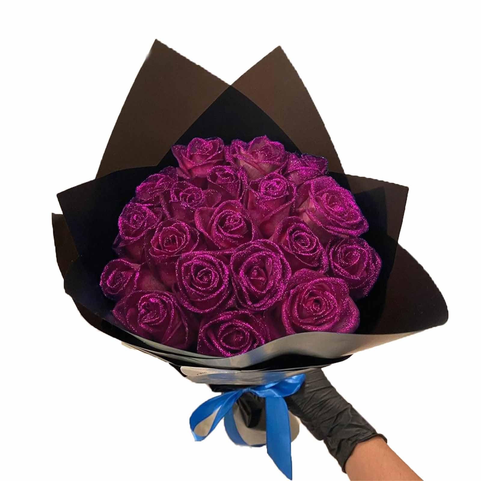 Amazon | キラキラバラの花束、人工バラの花束、キラキラ偽物のバラの