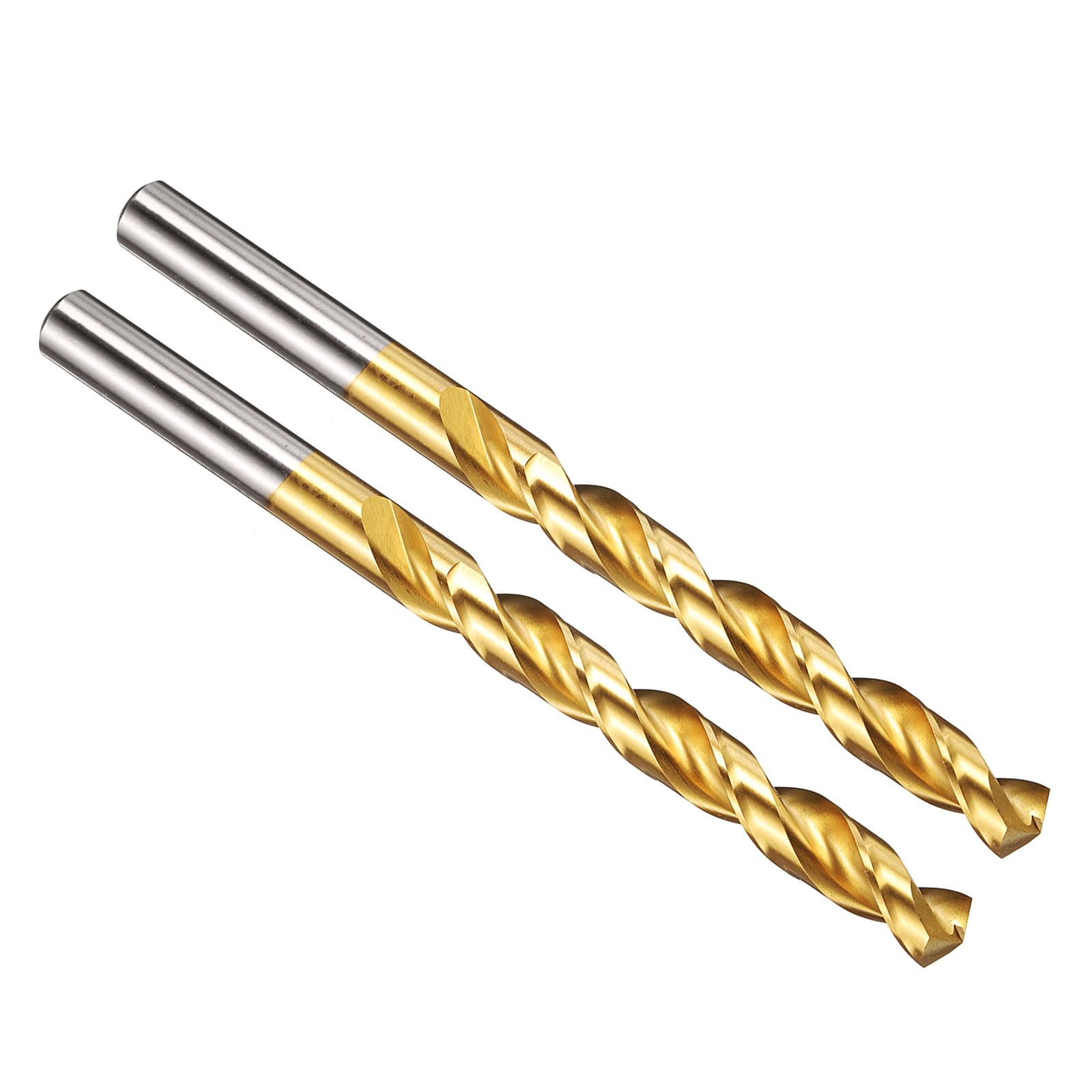 PATIKIL 9.5mm Drill Bit, M42 8% Cobalt High-Speed Steel Jobber Straight Shank 135° Titanium Nitride (TiN) Coated for Hard Metal Stainless Steel - 2 Pack — image 1