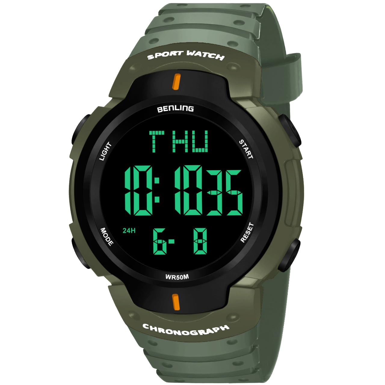 Benling Digital Watch for Men - Multifunctional Watch with LED Light (Green) (B0CNKHZFRT) Amazon Price History, Amazon Price Tracker