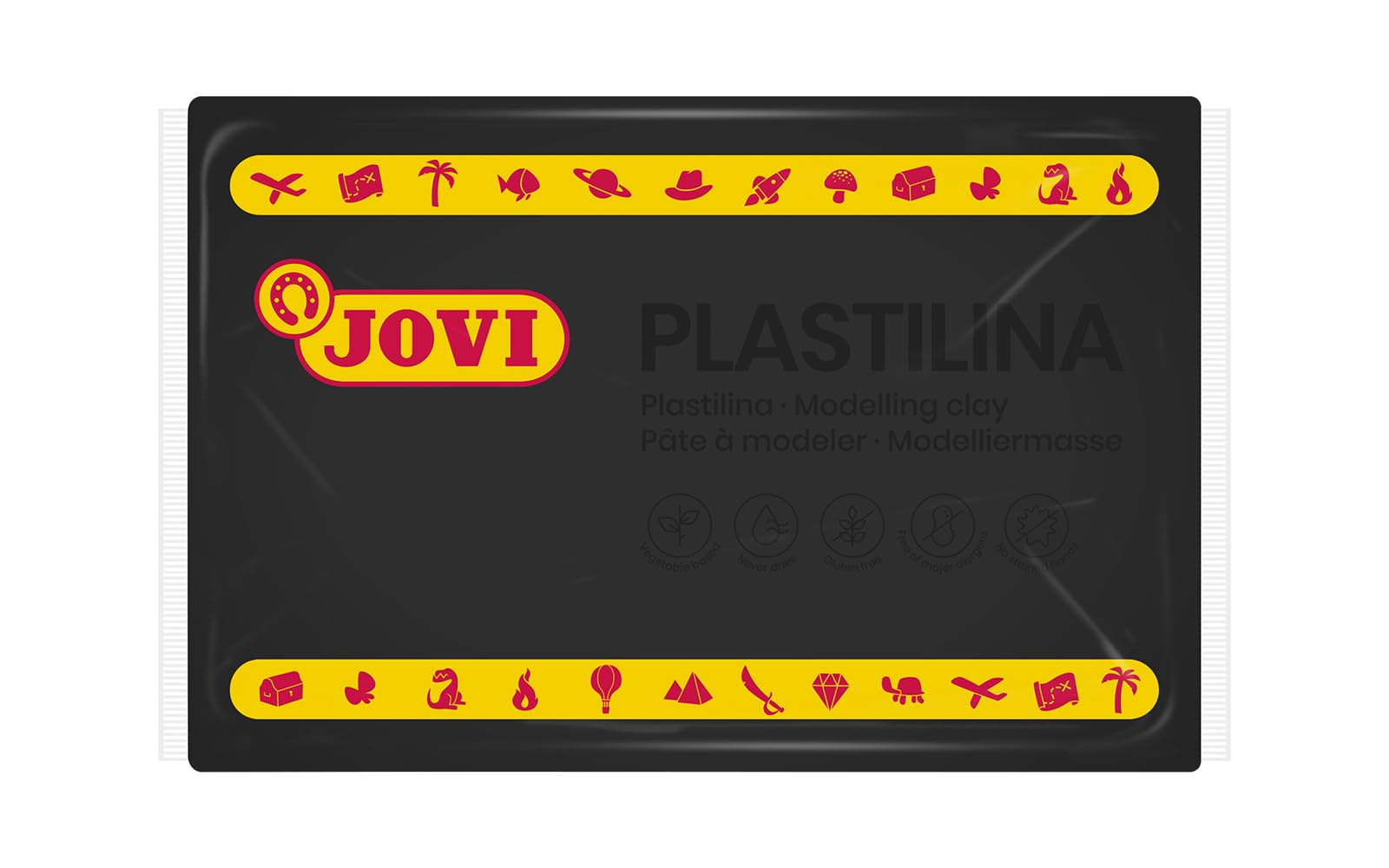 Jovi - Knete, Schwarz, 350 g, 15 Stück, Pflanzliche Modelliermasse | glutenfrei, ungiftig, Kreatives Spielen für Kinder ab 3 Jahren