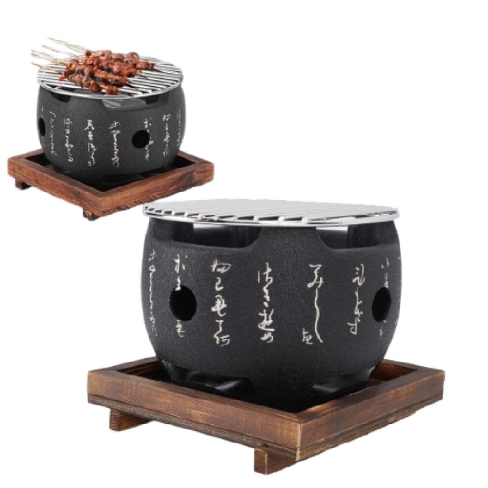 Griglia in Stile Giapponese, Mini Griglia Portatile per Barbecue Giapponese, Stufa a Carbone per Alimenti Rotonda, Stufa per Barbecue per Uso Domestico Patio(L)
