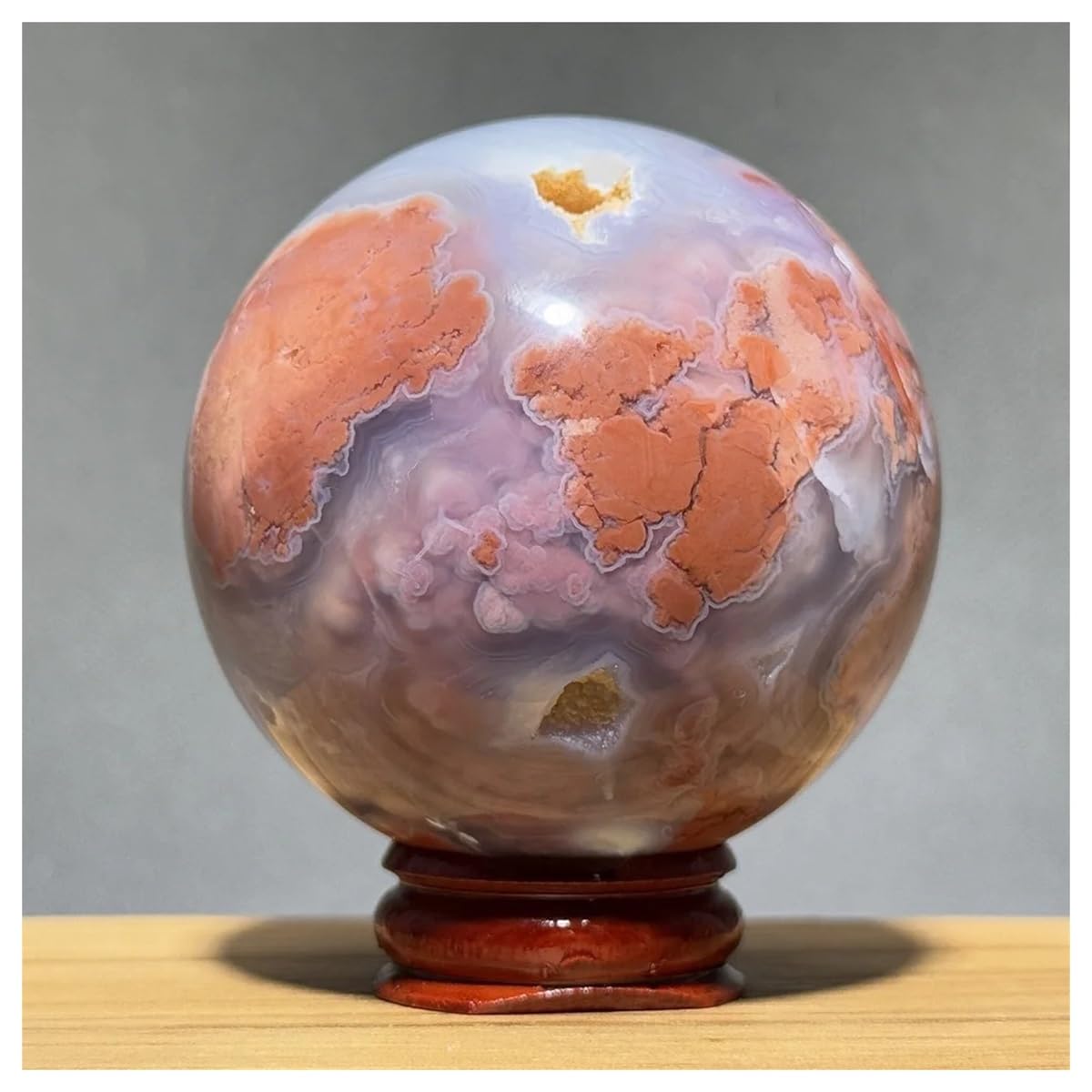 Bola de ágata rosa con cuarzo natural de 61mm, el regalo perfecto de decoración mineral