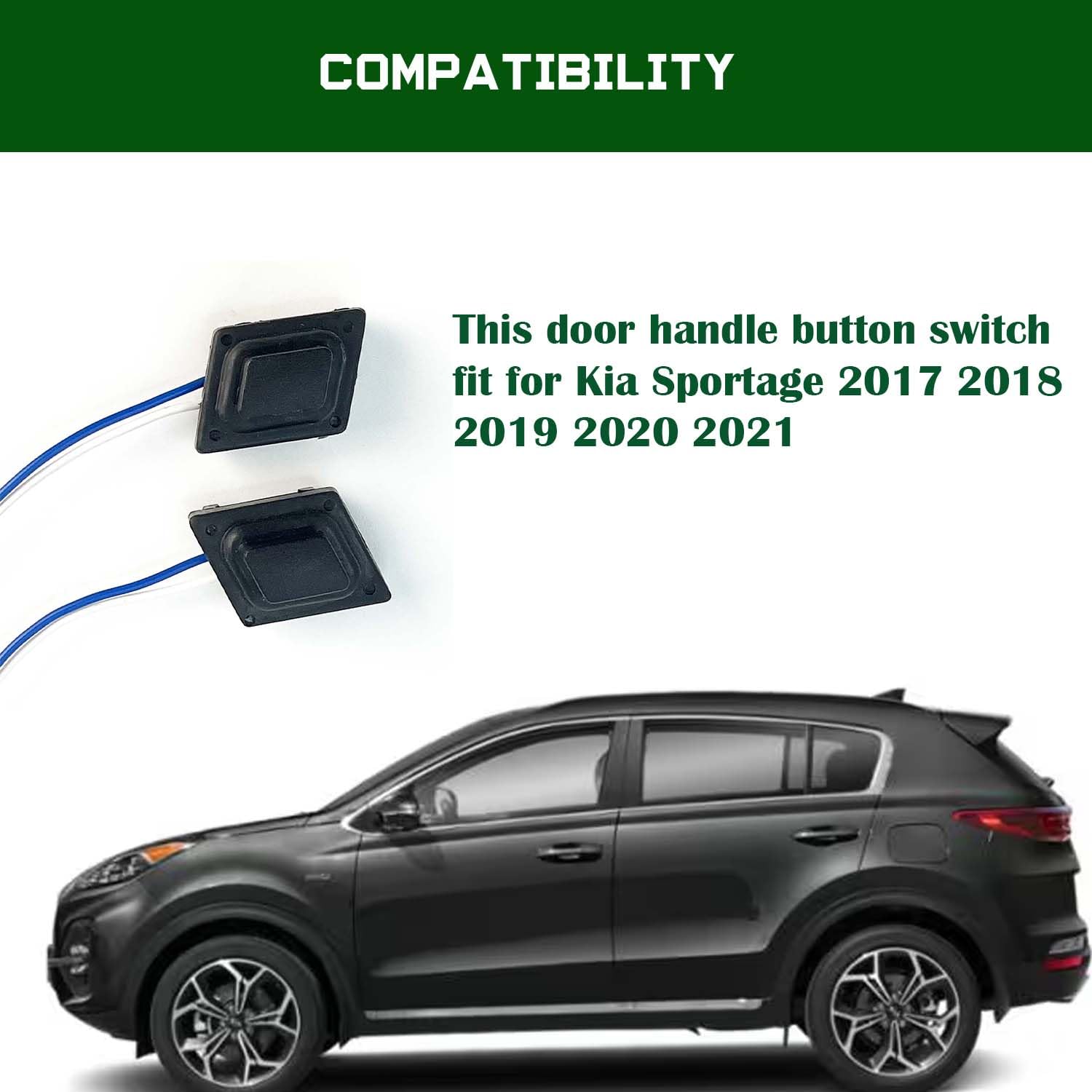 Front Door Handle Button Switch Compatible with Kia Sportage 2017 2018 2019 2020 2021 Front Door Left Right Button Switch Replace 82651-D9710 82661-D9710
