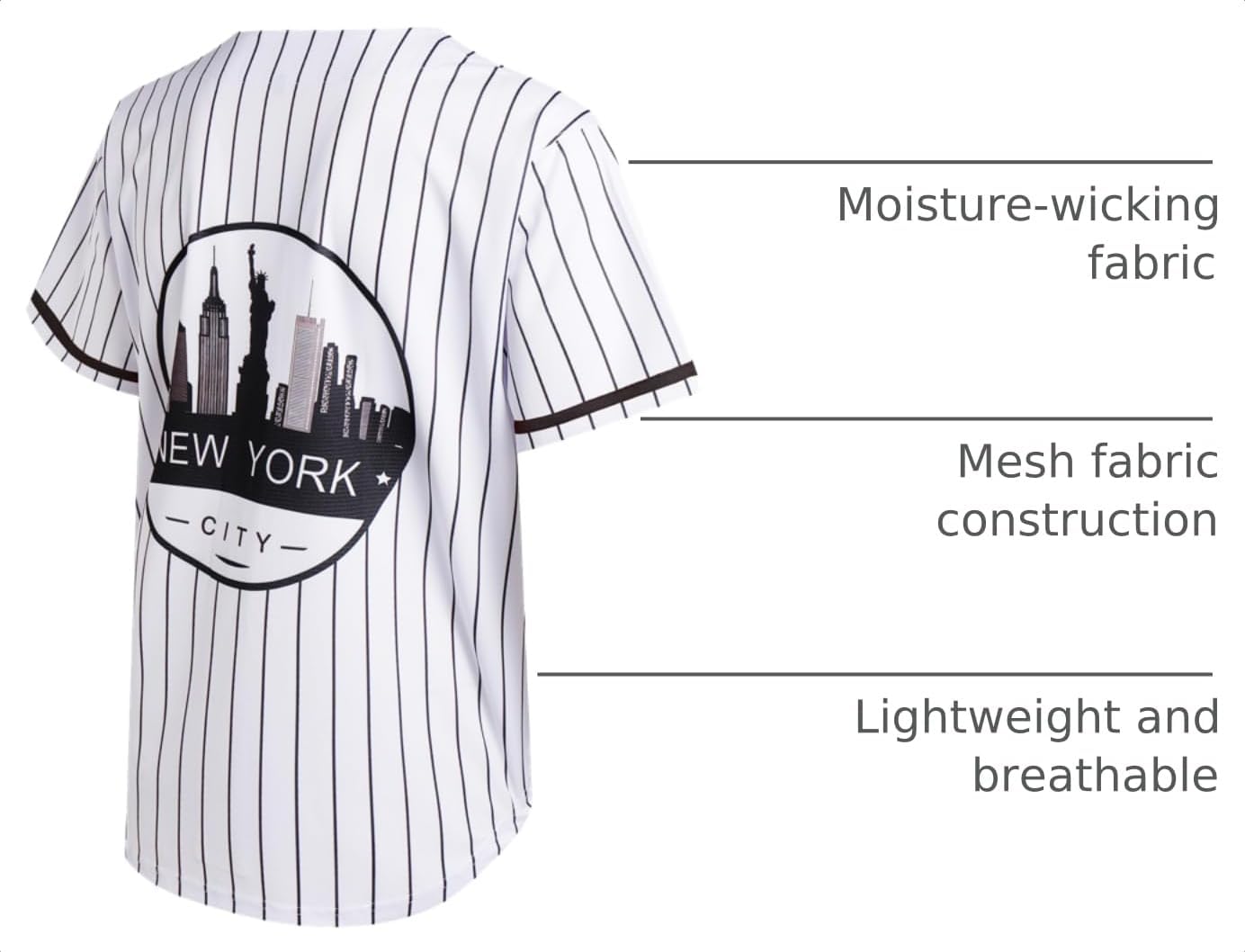 DEHANER City Baseball Jerseys for Men Women Button Down Casual Shirts Streetwear Outfits Fans Tops