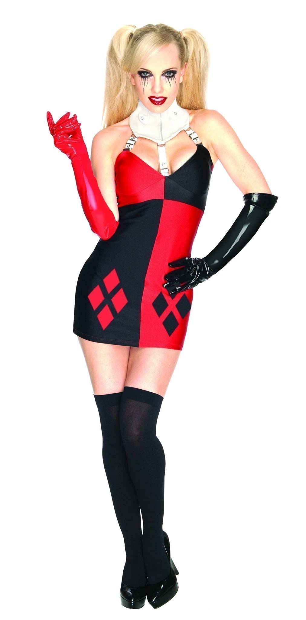 880687 Official Super Villain Harley Quinn Dress Adult World Book Day And Week Costume Ladies Small, Red