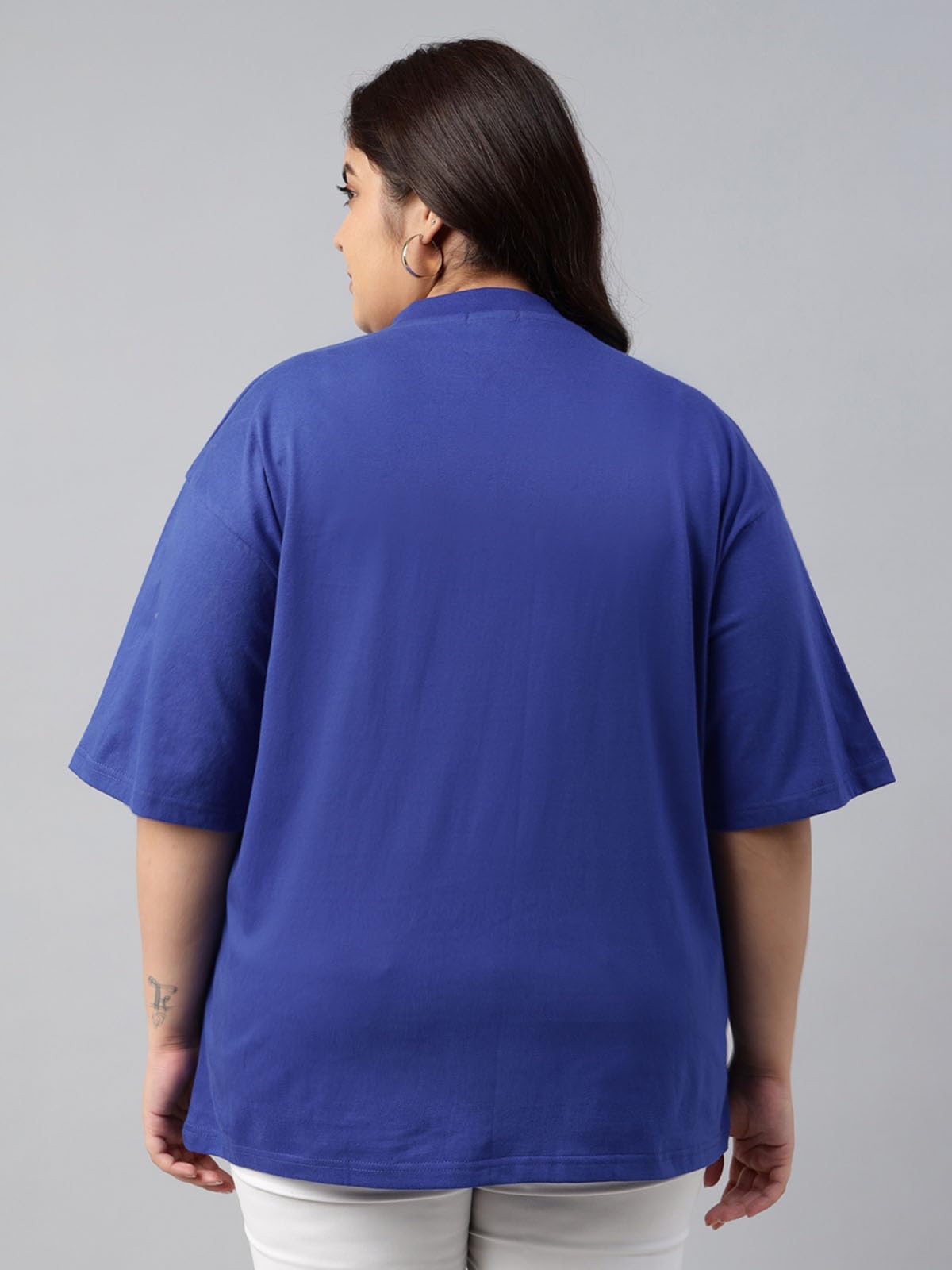 JUNEBERRY 100% czysta bawełna oversize luźne krople na ramiona jednolity kolor plus size damskie 2-pak (2XL do 5XL)