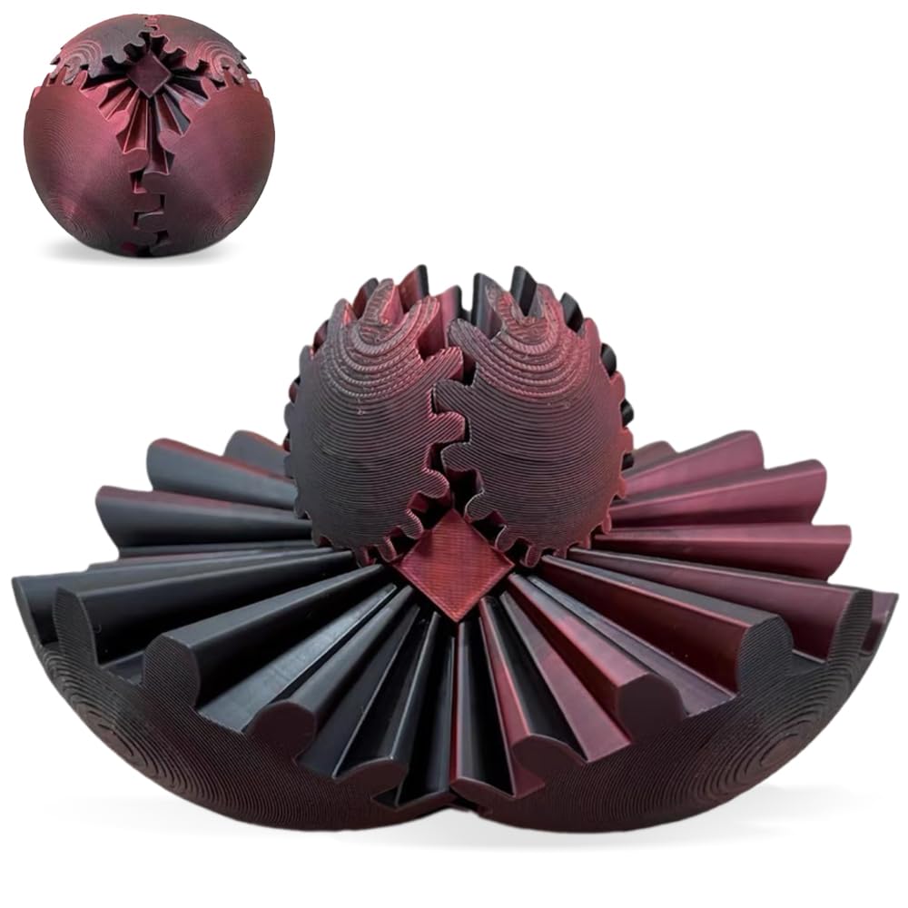 3D Printed Gear Ball, Gears phere Gear Ball Fidget Toy, Puzzle Balls, Fidget Ball, Cube Fidget Toy ,Gear Ball Toys for Classroom Prizes, Party Birthday, Anxiety Relaxing and Stress. (Black)