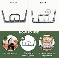 Vista 10 de Mustaches Autoadhesivo, novedoso, barba falsa para sentadillas, pelo facial falso, accesorio de disfraz para adultos, color negro brillante