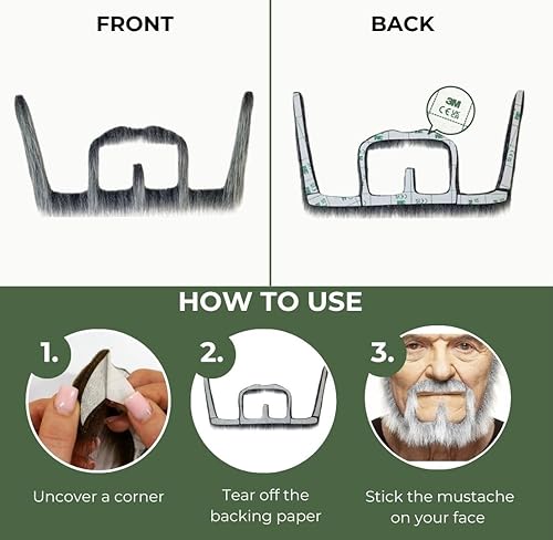 Miniatura 10 de Bigotes autoadhesivos novedad barba falsa pelo falso facial accesorio de disfraz para adultos