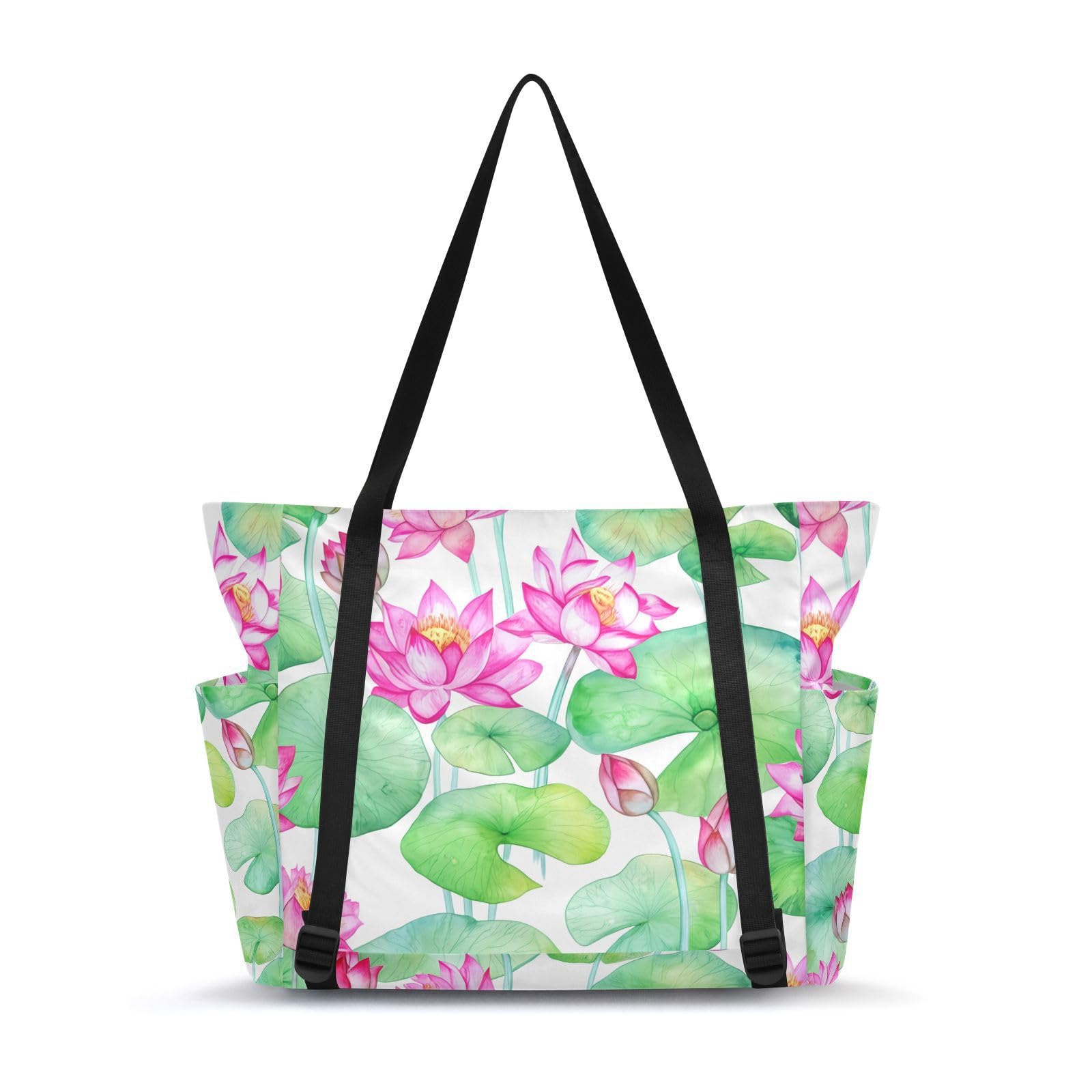 Lxqimora Flowers Leaves Dark Blue Yoga Mat Bag for Women Water-Resistant Gym Bag with Yoga Mat Holder Tote Bag for Pilates Gym Yoga Travel