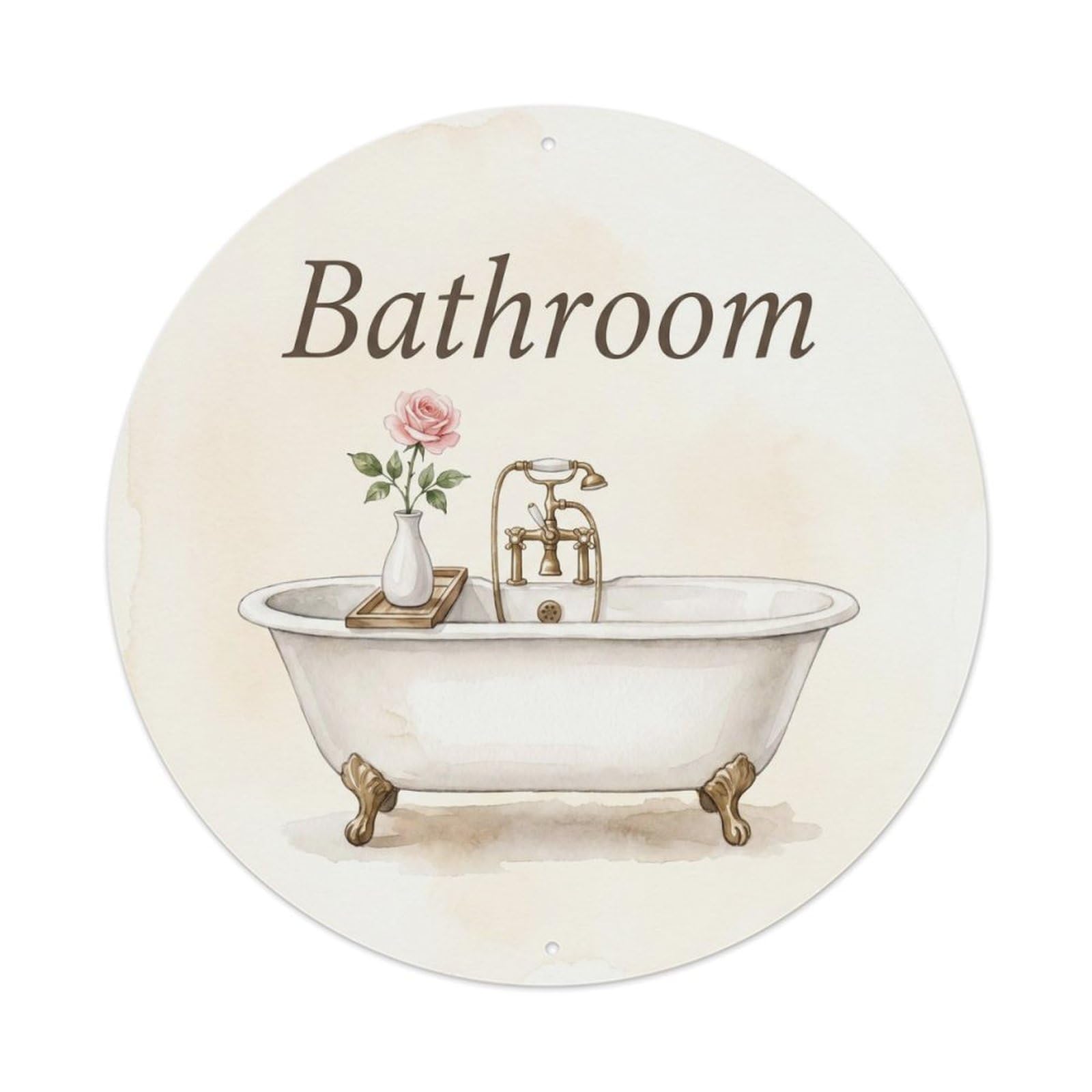 Fqnyr Style Bathroom Rose Elegant Bathroom Decor Metal Tin Sign