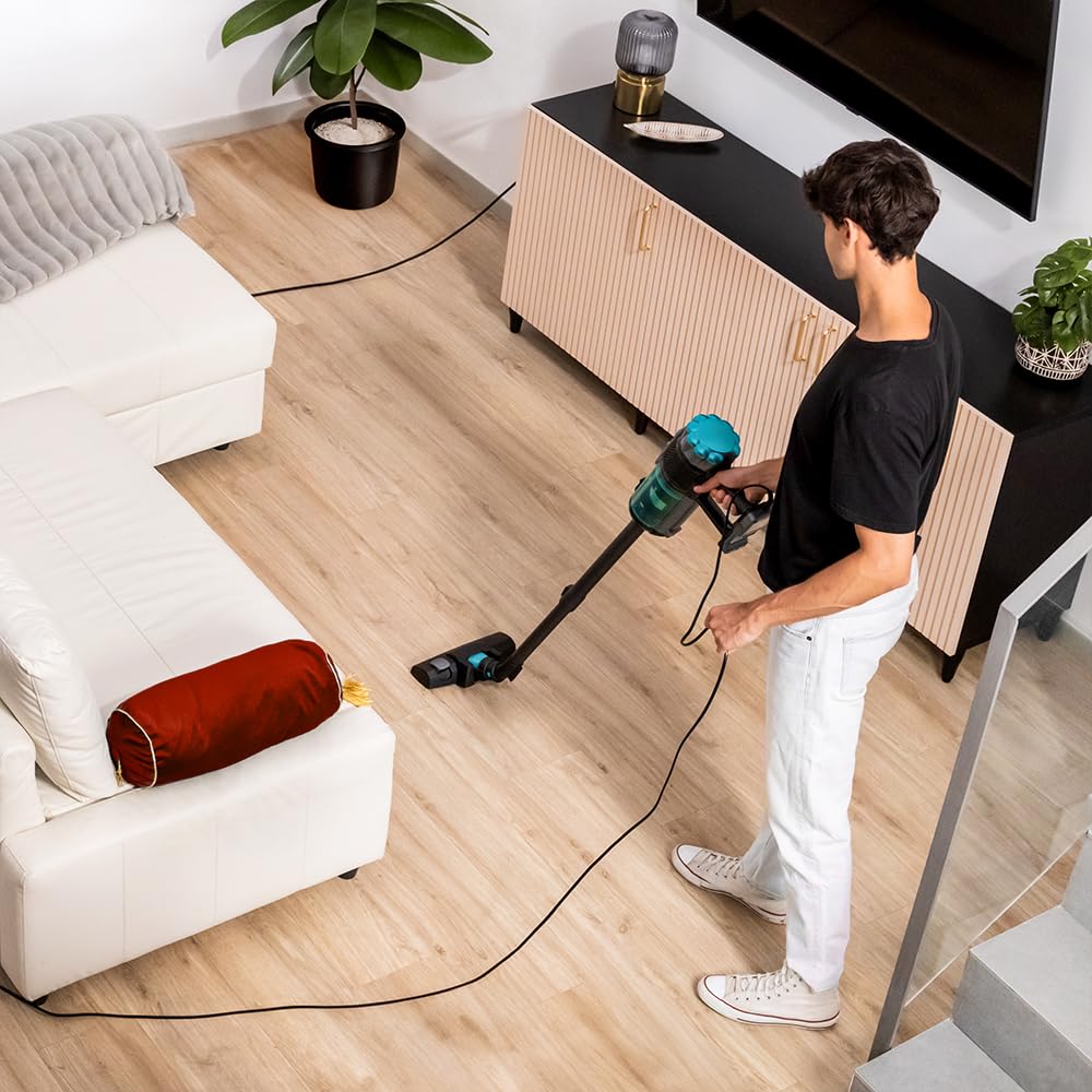 Cecotec Aspiradora Vertical con Cable sin Bolsas Conga Popstar 600 Ultra. 600W Potencia Máxima, Poder de Succión hasta 18kPa, Depósito 500ml, Filtro de Alta Eficiencia, Cable 360º, Radio de Acción 6m