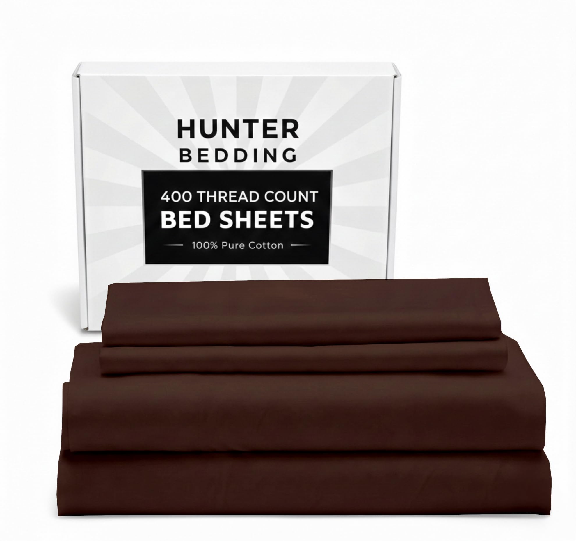 400 TC Pure Cotton Bed Sheets Set Emperor Size – Luxury Hotel Quality, Extra Soft Breathable & Cooling Bedding – Wrinkle Resistant, Easy Fit 40 CM Deep Pocket – 4 Piece Set (Chocolate Solid)