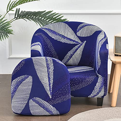 Surwin Funda de Sillón Elásticas, 3D Flores Funda de Sofá 2 Piezas, Funda Butaca 1 Plaza Extraíbles Lavables para Comedor, Sala de Estar (Azul Zafiro,One Size)