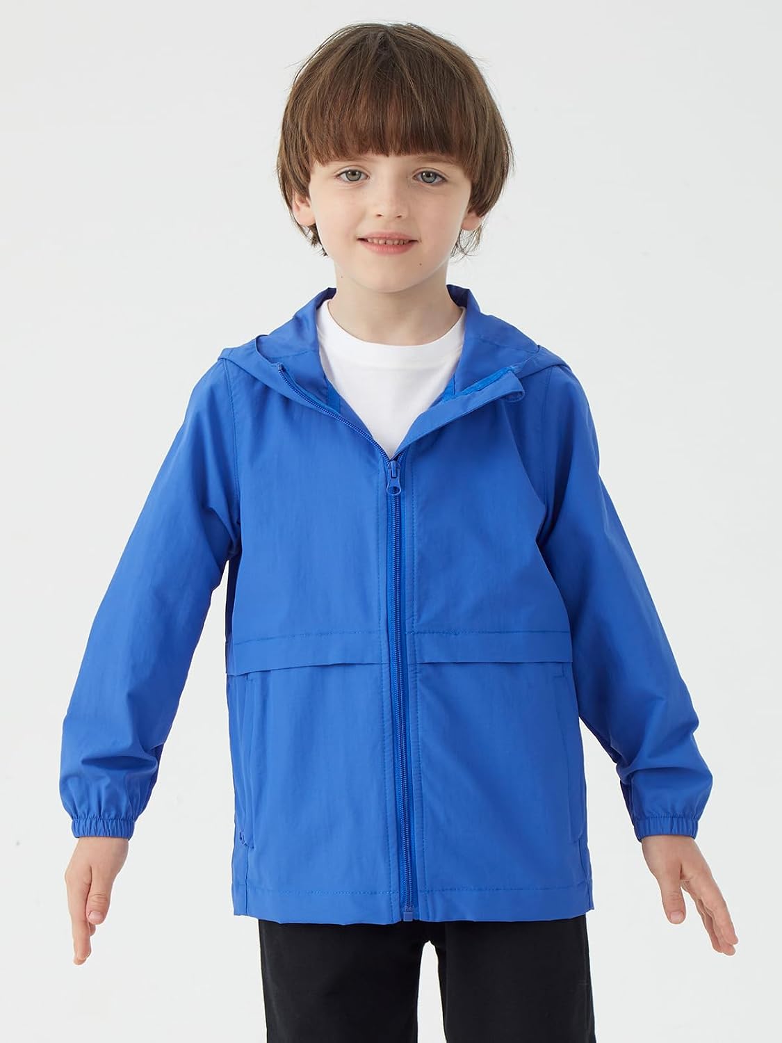 Boys Girls Windbreaker Hooded Jacket Lightweight Packable Rain Coat