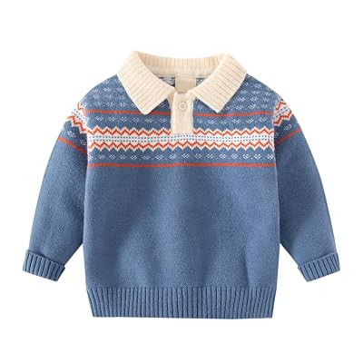 Hopscotch Boys Full-Sleeve Graphic Print Sweater In Blue Color for Ages 2-3 Years