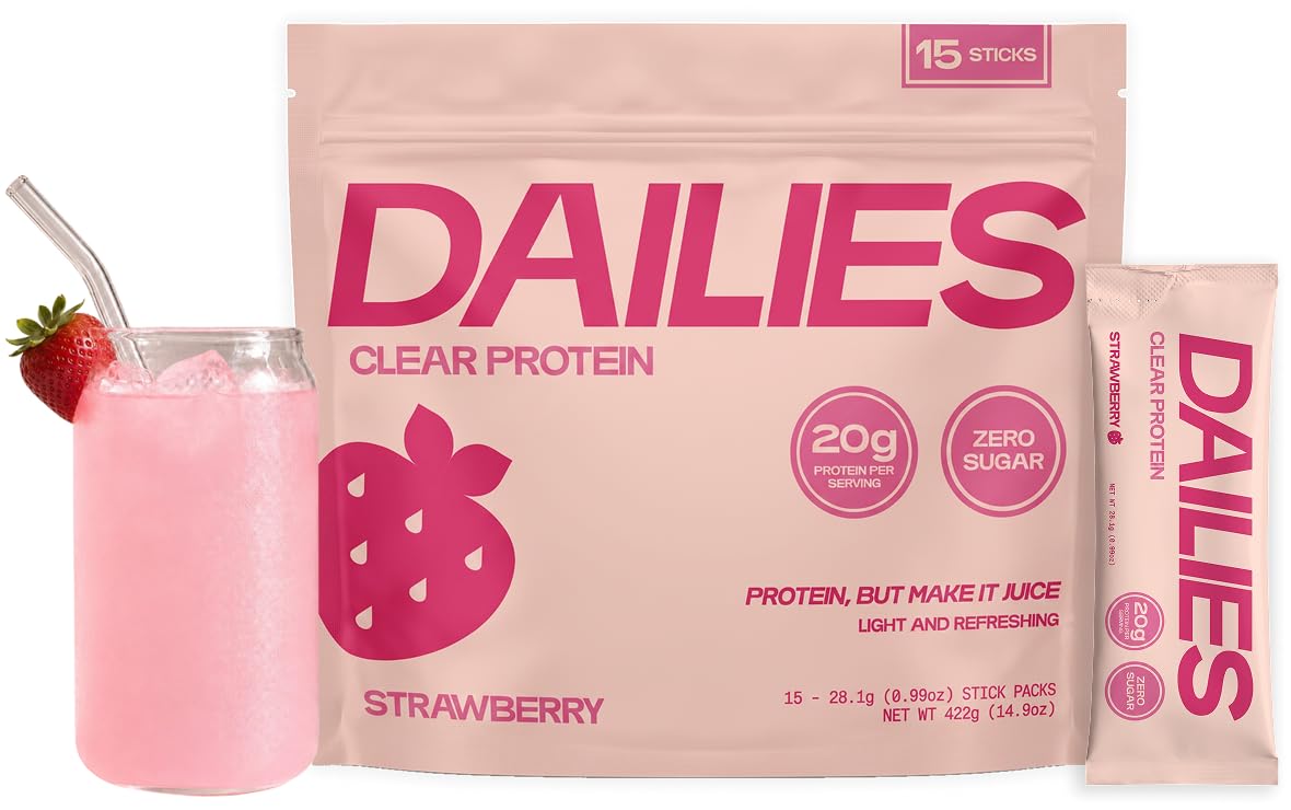DAILIES Proteína clara de soro de leite sabor morango 20 g, 15 sachês