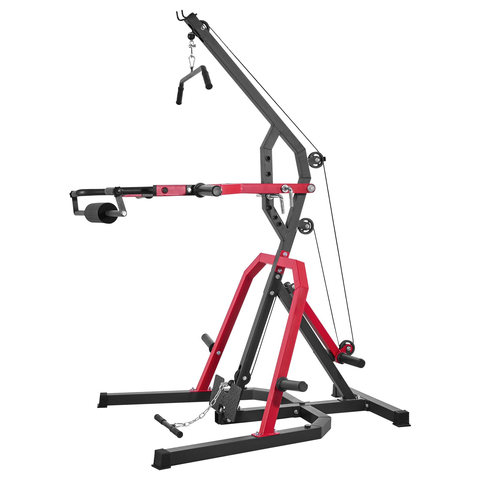 VEVOR Équipement de Gym à Domicile pour Squats, Station de Musculation à Levier avec Système LAT et Tirage Poulie Basse à Ratio 2:1, pour Flexions des Biceps, Entraînement pour Tout Le Corps