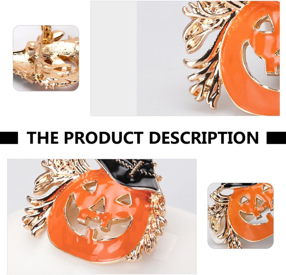 Generic 4pcs Halloween Pumpkin Brooch Pins, Alloy Cartoon Brooches to Decorate Clothes, Bags, and Backpacks, Party Supply Accessories with Unique Orange Design