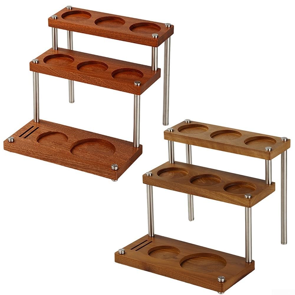 Estación de manipulación para espresso, soporte de acero de madera de 3