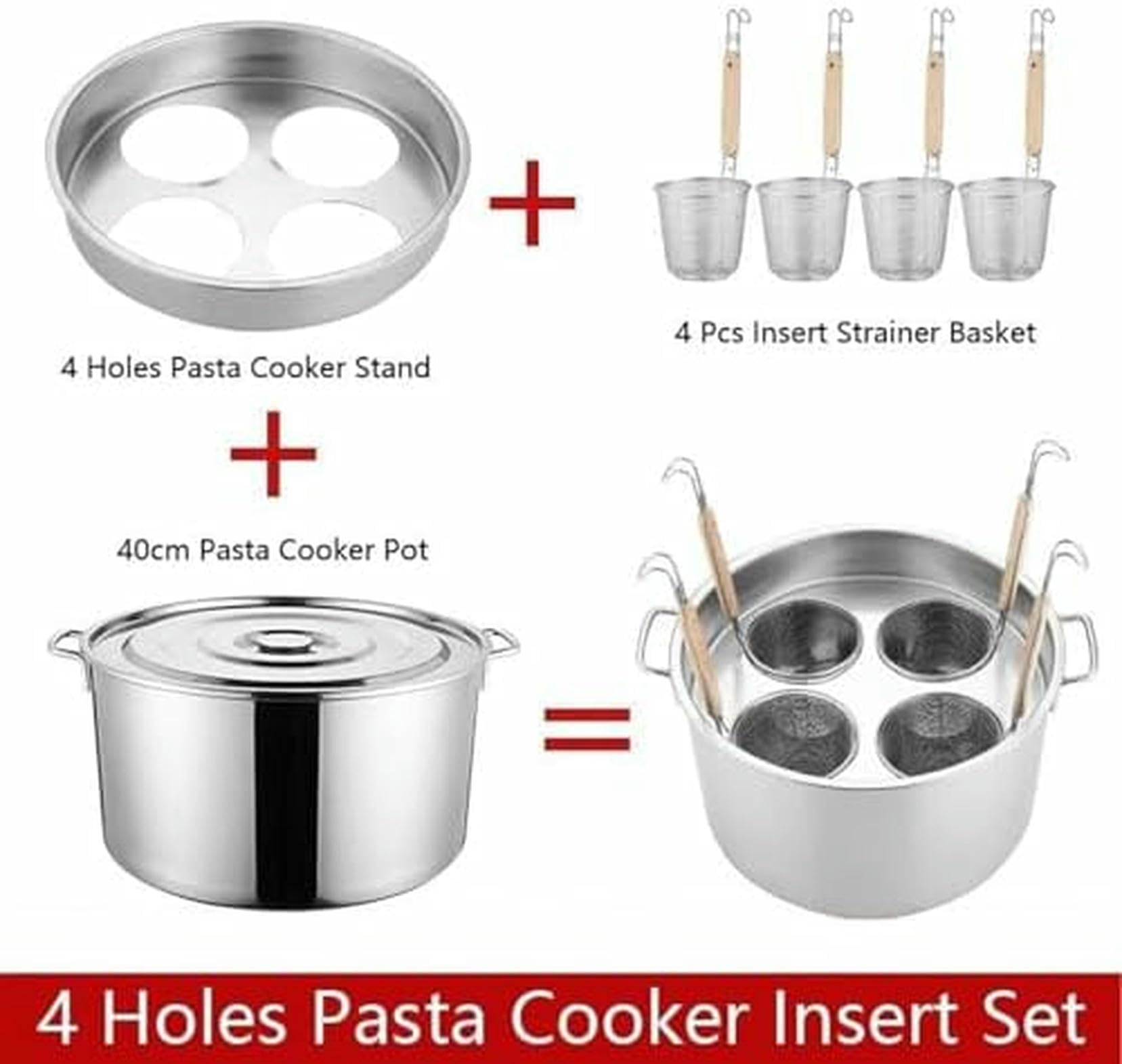 Olla de Acero Inoxidable con colador - 3/4/5 Agujeros, Adecuada para cocinar al Vapor, Pasta y Caza: un electrodoméstico de Cocina Multifuncional para Preparar Comidas fácilmente.