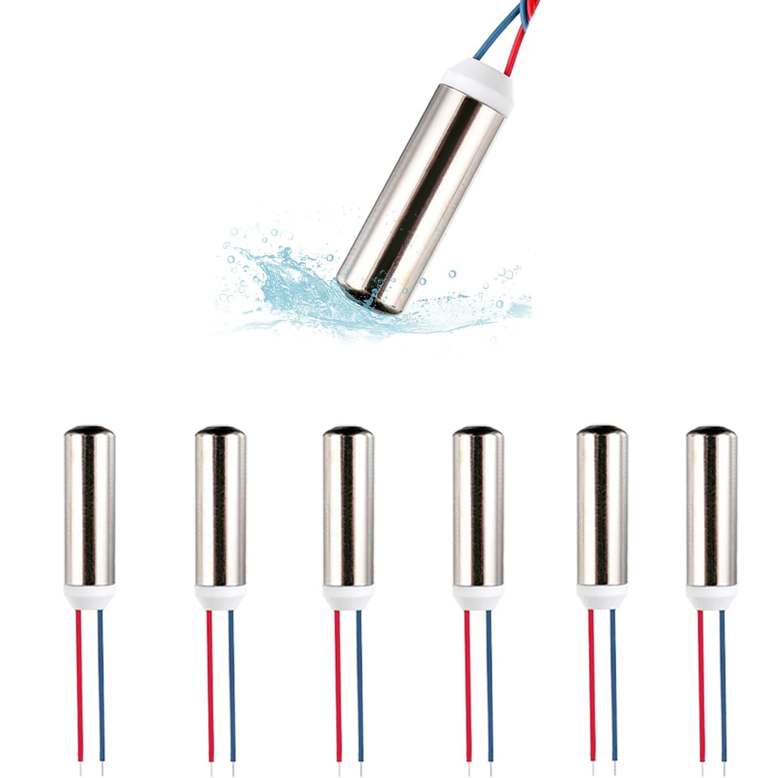 KASTWAVE DC Coreless Vibration Motors, 6 Pcs 7x25mm Waterproof Micro Vibrating Motors, 1-6V 8000-20000RPM for Electronic Vibration equipments and DIY Projects