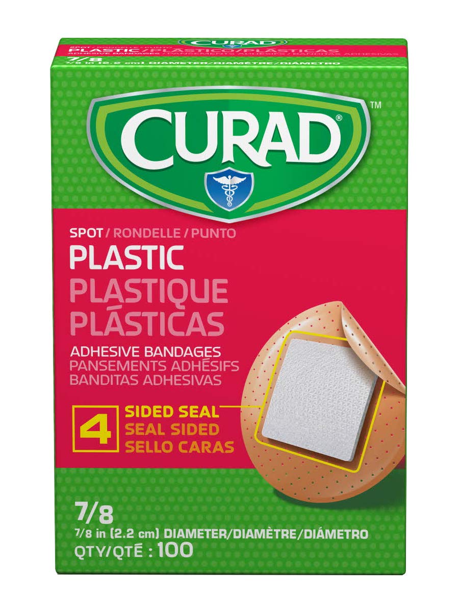 CURAD Plastic Adhesive Spot Bandages, 0.875-Inch Diameter, Case of 1200